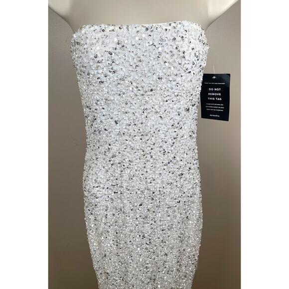 Retrofete Riverly Strapless Sequin Embellished Silver White Maxi Dress Size XS - Picture 5 of 9